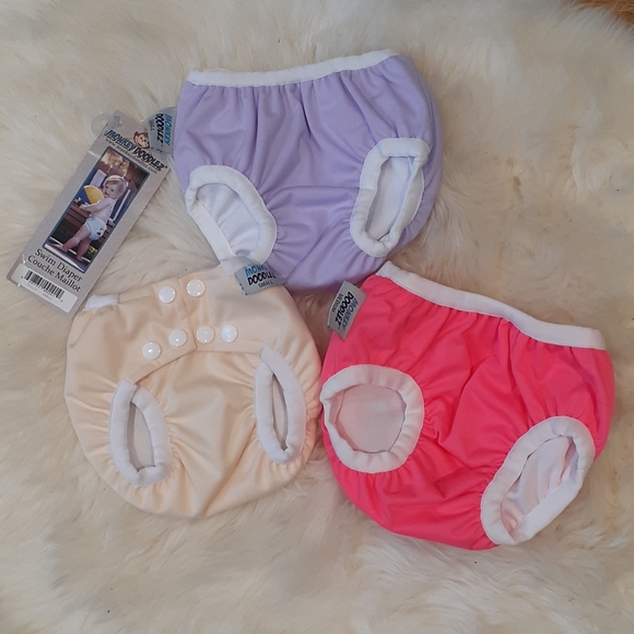 3 Monkey Doodlez Cloth Swim Diapers and Wet Bag - Picture 2 of 3